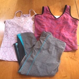 Lucy Tech Pull-On Compression Crop Leggings w/ FILA & So Sporty Tank Top- Medium
